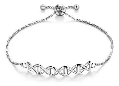 Adn Biología Científica Pulsera Con Cadena 100% Plata S925