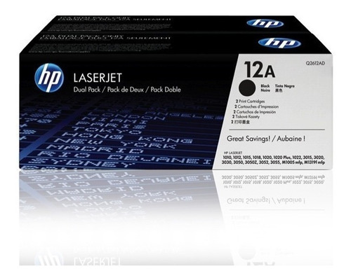 Tóner Hp 12a Q2612ad Dual Pack Laserjet 1010/1022/3015 Origi