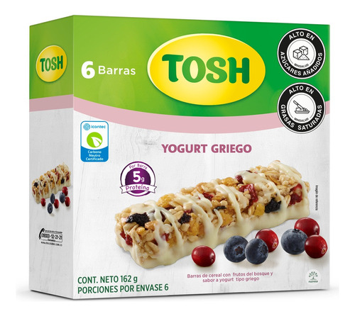 Barra Cereal Tosh Frutos Del Bosque X 6und X 162g