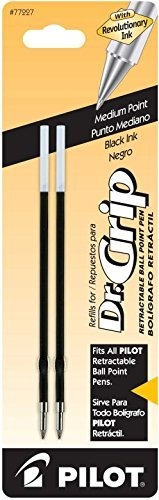 Recarga Tinta Pilot Dr. Grip, 2-pack, Medio, Negra.