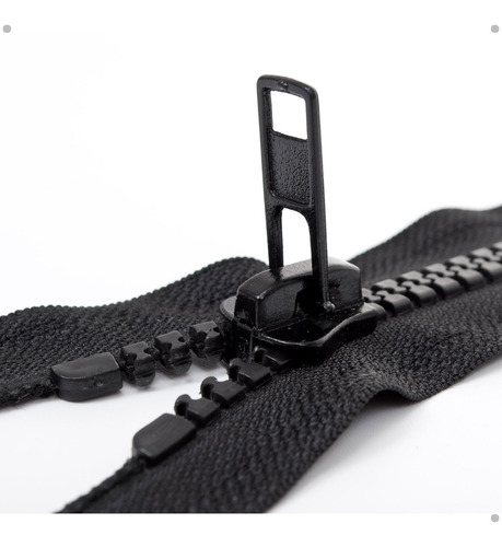 2 Und Zíper Dentado #5 Jacaré Trator Tratorado 15cm Fixo Cor Preto