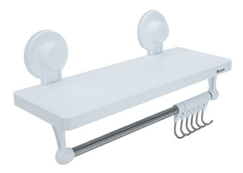 Imagen 4 de 9 de Repisa Organizadora Ventosa Para Baño Con Toallero