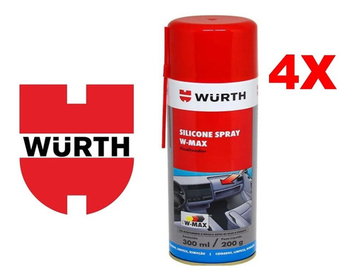 4  Silicone Spray Wurth Lubrifica Esteira Moto 300ml