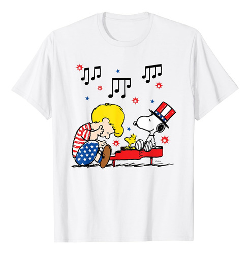 Camiseta Americana Peanuts Schroeder Y Snoopy