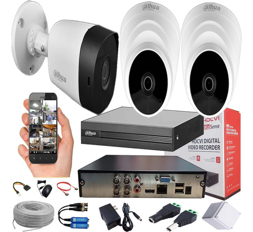 Cámaras De Seguridad Kit 2 Mpxdahua Dvr 4ch + 3cámaras