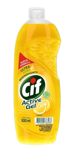 Imagen 1 de 4 de Detergente Cif Concentrado Active Gel Limon X 500ml