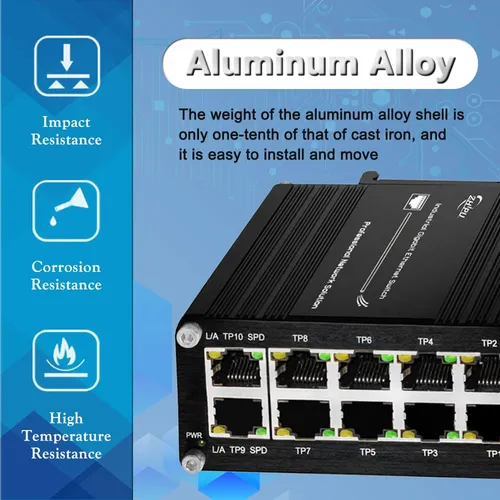Conmutador Gigabit Ethernet Industrial Con 10 Puertos En Un