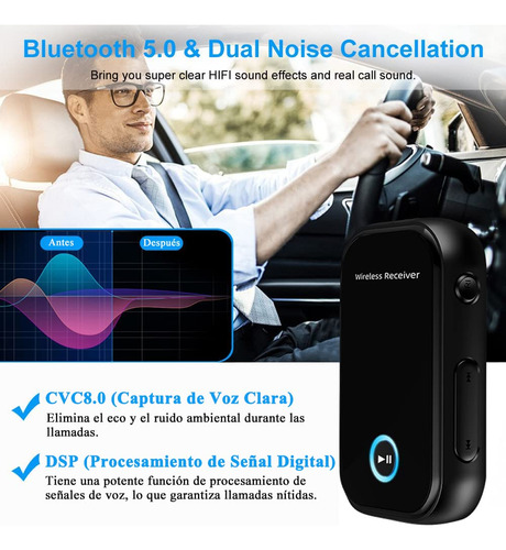 Receptor Bluetooth 5.0 2 En 1 Adaptador Inalámbrico Audio Au