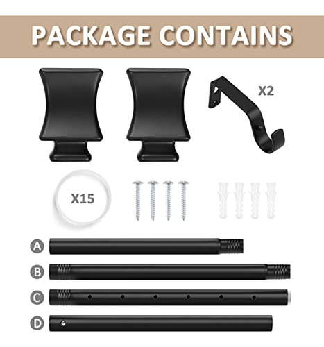Cortinero Negro Para Ventanas De 110 A 130 Cm