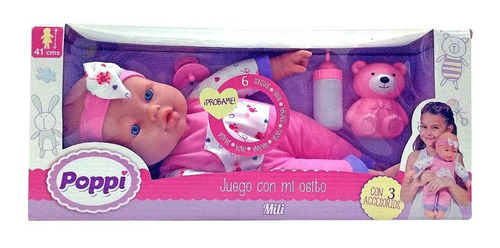 Muñeca Bebe Poppi Bebote Juego C/ Mi Osito Sonidos Accesorio