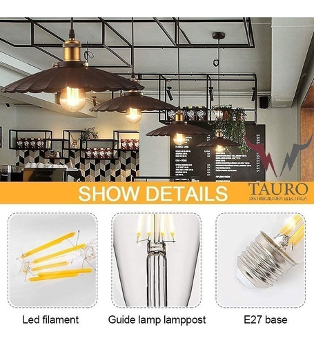 Imagen 5 de 7 de Foco Vintage Led Edison Bulbo 4w Luz Cálida 10 Pza Oferta