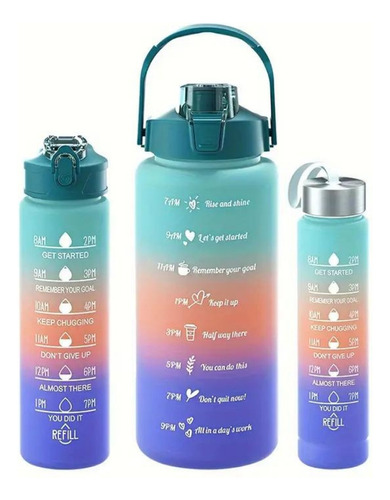 Kit X3 Botellas Termo De Agua Motivacionales 2l 900ml 500ml