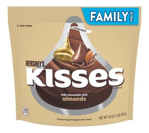 Hershey's Kisses Chocolate Con Leche Con Almendras 453gr