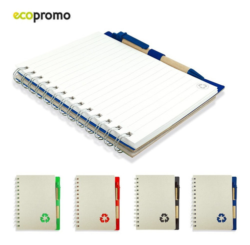 Libreta Recycle Eco Argollada Y Bolígrafo De Cartón 80 Hojas