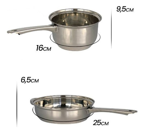 Kit 5 Panelas Aço Inox