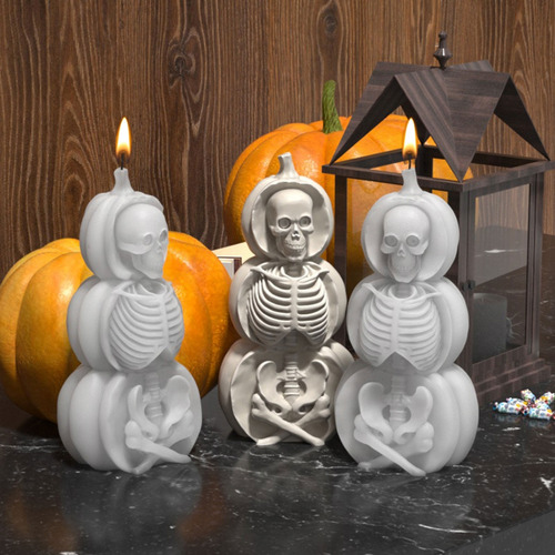 Molde De Silicona Pumpkim Candle Para Hacer Yeso Para Velas