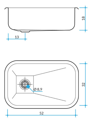 Bacha Cocina Simple Zz52/18 Johnson 52x32x18 Acero Inoxidable