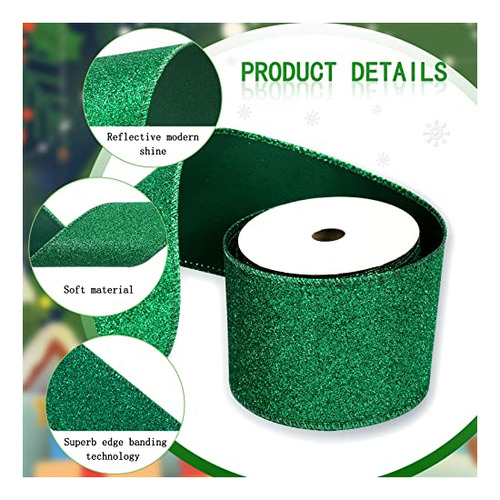 Cinta Navidad Brillo Metálico Rojo Verde Oro 2.5puLG X 15 Yd