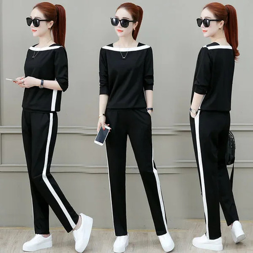 Conjunto De Dos Piezas De Ropa Deportiva Casual De Manga Lar
