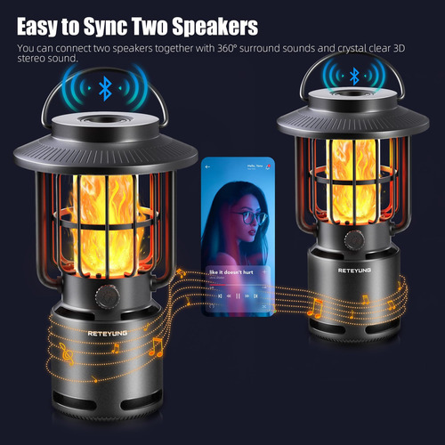 Altavoces Bluetooth Para Exteriores, Altavoz Con Luz De Llam