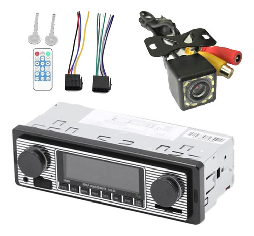 * 1din Retro Coche Estéreo Vintage Con Bluetooth Aux Usb Fm,