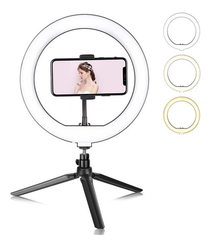 Aro De Luz Led 26cm Con Soporte Para Celular  + Mini Trípode