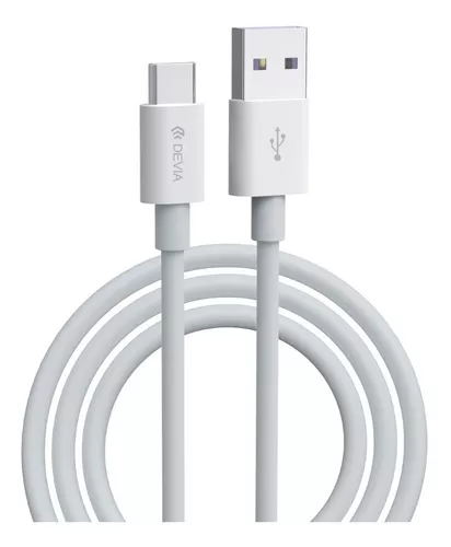 Cable de carga USB tipo C carga rápida de 5amp, color blanco , 1 mt /