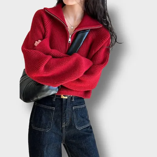 Suéter Feminino Com Zíper E Design Desleixado Sense Loose Th