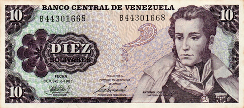 Billete 10 Bolívares 6 Octubre 1981 Serial B8 Conmemorativo