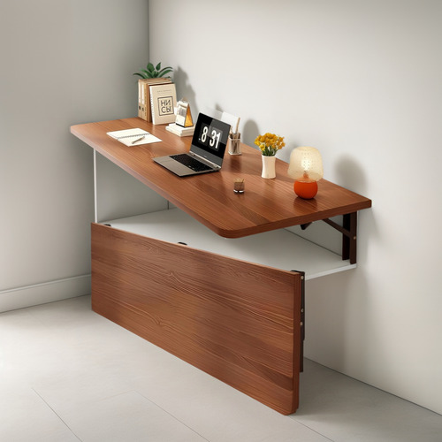 Estante Mesa Escritorio Plegable De Pared En Madera