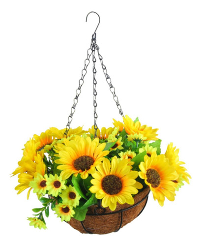 Flores Artificiales En Cesta Colgante, Maceta Para Colgante