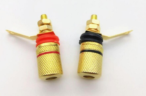 2 X Bañados En Oro Puestos 4mm Banana Enchufe Amplificador A