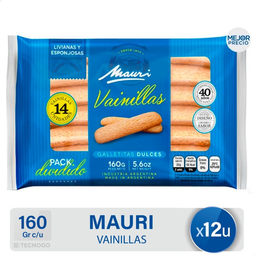 Vainillas Mauri Dulces Esponjosas Galletitas - Pack X12 Unid