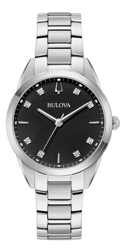 96p236 Reloj Bulova Sutton Diamante 33mm Plateado/negro