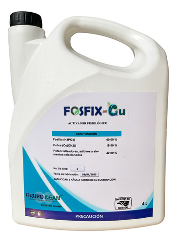 Fosfix-cu Fosfito De Cobre Activador Fungicida Gruponeam 4 L