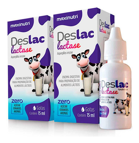 Kit 2 Deslac Lactase Enzima Digestiva Gotas 15ml Maxinutri