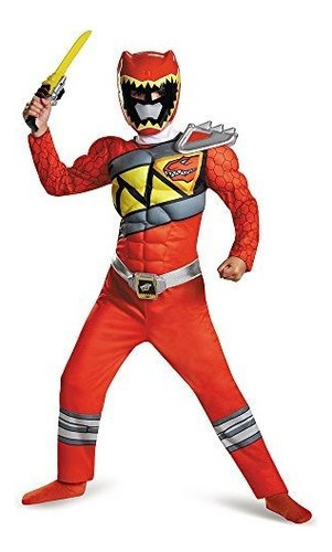 Disfraz Red Ranger Dino Charge, Traje Clásico De Músculo, Pe