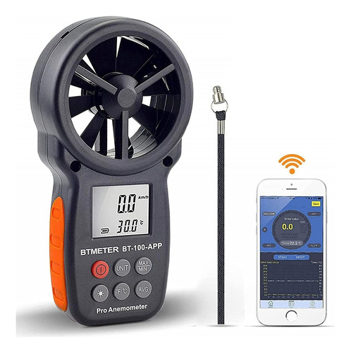 Anemómetro Btmeter Bt-100app Inalámbrico Bluetooth Velocidad