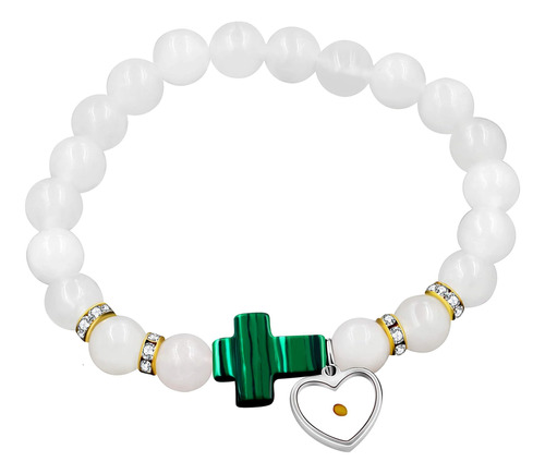 Uloveido Pulsera Cruzada Lateral De Malaquita Verde Sintétic