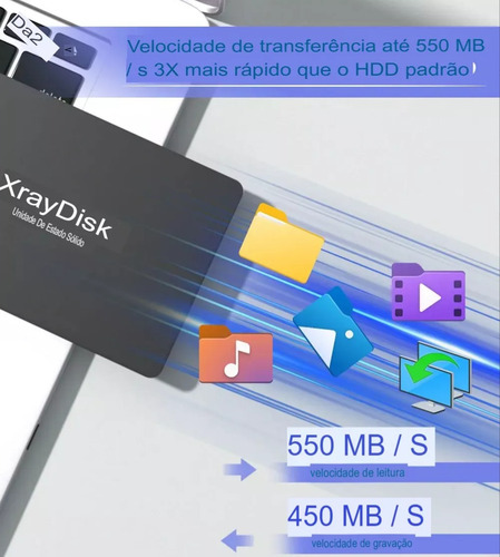 Disco Sólido Interno Ssd Xray Disk 512gb 2.5 Pc Notebook Top Preto