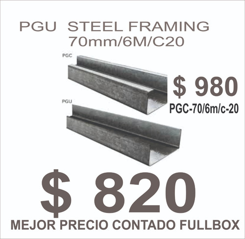 Perfil Estructural Steel Framing Galvanizado 0,70/0.90/6 Mts