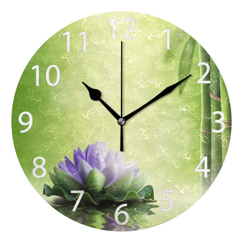 Senya Zen Garden Theme Decor Purple Lotus Reloj De Pared Red