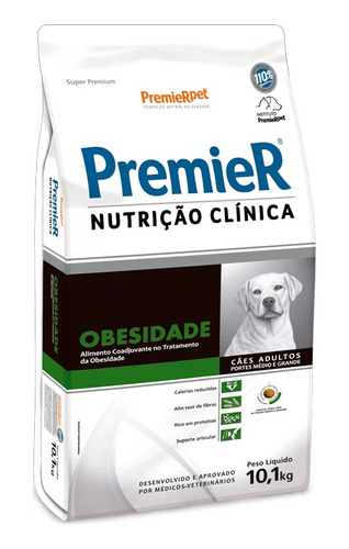 Alimento Premier Medicamentosa Nutrição Clínica Obesidade para cão adulto de raça média e grande em saco de 10.1kg