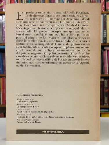 Imagen 2 de 2 de La República Argentina - Adolfo Posada - Hyspamérica