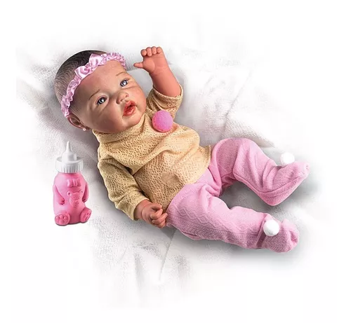 Bebê Reborn Realista Menina Baby Silicone Com Mamadeira - Milk