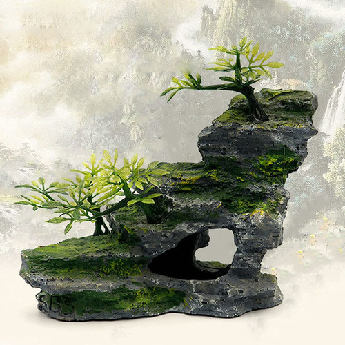 Decoracion Acuatica Realista Con Cueva De Roca