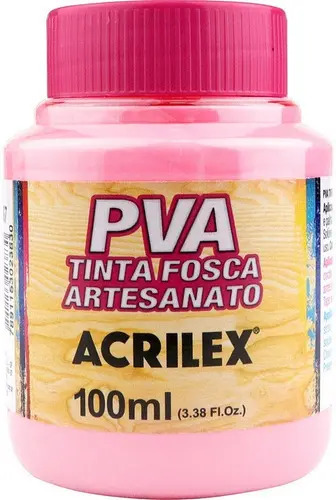 Tinta Acrilex Pva Fosca Rosa 100ml Para MDF Cerâmica Papel