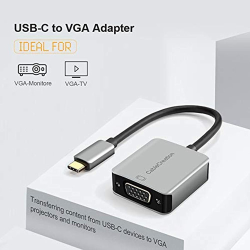 Imagen 2 de 7 de Adaptador De Aluminio Usb C A Vga, Gris 1 Paquete