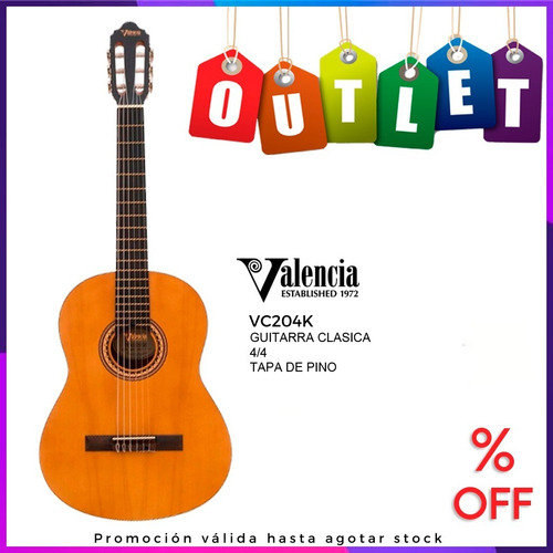 Guitarra Clasica Valencia Vc204 Criolla Outlet