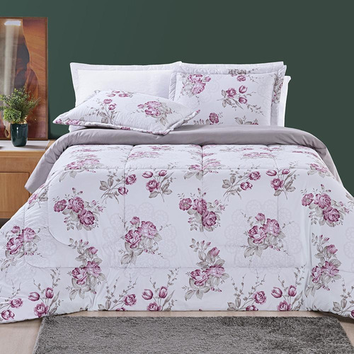 Cobertor Queen Size Grosso Nyla Estampado Luxuoso - Rosa